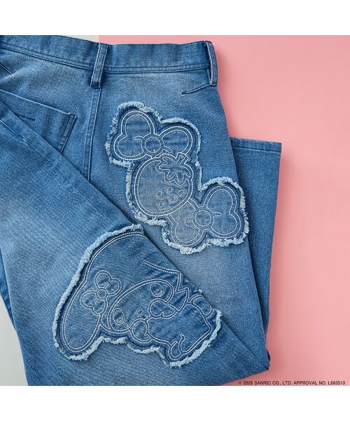 Rose Tiara / ローズティアラ デニムパンツ | 【My Melody】マイメロディ 刺繍カーブデニム | 詳細1