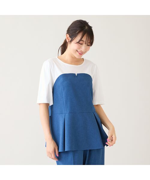 Rose Tiara / ローズティアラ カットソー | 【UVカット/イージーケア/接触冷感】ペプラムビスチェカットソー（ダークブルー）