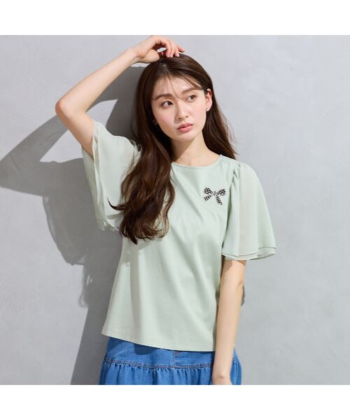 Rose Tiara / ローズティアラ カットソー | 【接触冷感/綿100%】リボンワッペンフレア袖カットソー | 詳細2