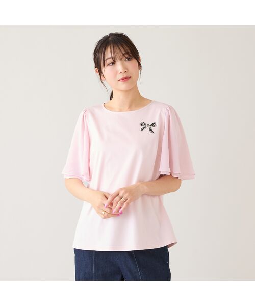 Rose Tiara / ローズティアラ カットソー | 【接触冷感/綿100%】リボンワッペンフレア袖カットソー | 詳細7