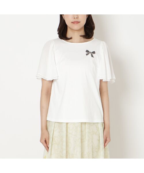 Rose Tiara / ローズティアラ カットソー | 【接触冷感/綿100%】リボンワッペンフレア袖カットソー | 詳細8