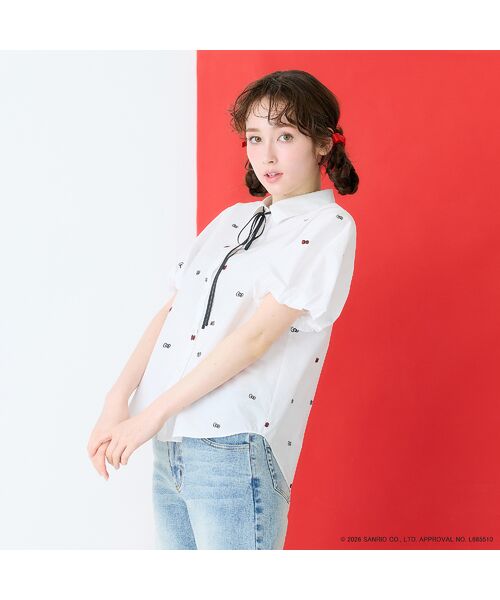 Rose Tiara / ローズティアラ シャツ・ブラウス | 【HELLO KITTY】ハローキティ リボン刺繍ブラウス | 詳細4