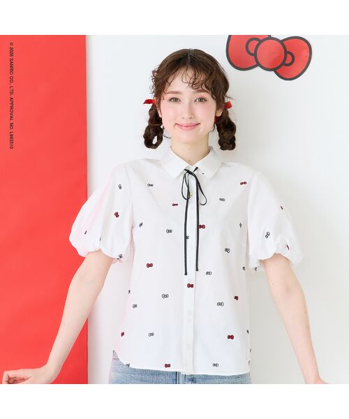 Rose Tiara / ローズティアラ シャツ・ブラウス | 【HELLO KITTY】ハローキティ リボン刺繍ブラウス（オフ）