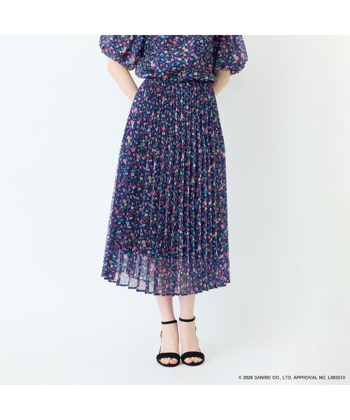 Rose Tiara / ローズティアラ ミニ・ひざ丈スカート | 【サンリオキャラクターズ】サンリオキャラクター MIXプリントスカート（ダークブルー）