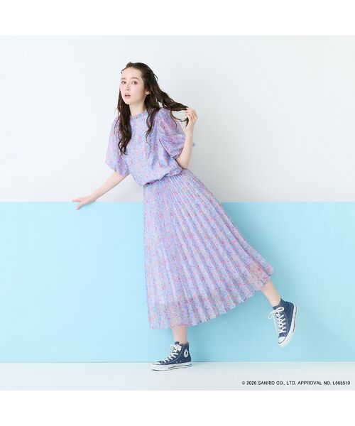 Rose Tiara / ローズティアラ ミニ・ひざ丈スカート | 【サンリオキャラクターズ】サンリオキャラクター MIXプリントスカート（ラベンダー）