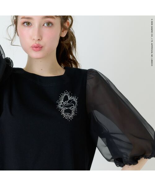 Rose Tiara / ローズティアラ カットソー | 【My Melody】マイメロディ　ラインストーンTシャツ（ブラック）