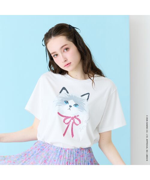 Rose Tiara / ローズティアラ カットソー | ネコプリント半袖Tシャツ | 詳細1