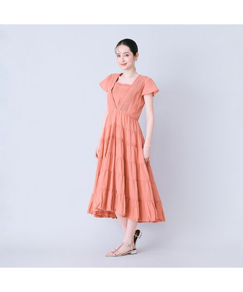 Rose Tiara / ローズティアラ ミニ丈・ひざ丈ワンピース | ピンタック綿シフォンワンピース | 詳細6