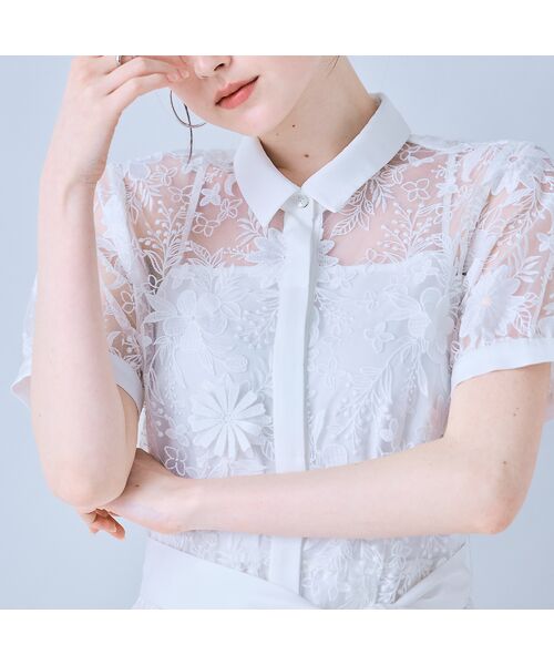 Rose Tiara / ローズティアラ ミニ丈・ひざ丈ワンピース | 刺繍レースシャツワンピース | 詳細5