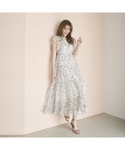 Rose Tiara / ローズティアラ ミニ丈・ひざ丈ワンピース | 【モデル美香×Audie a Muses】ハートプリントティアードワンピース | 詳細2