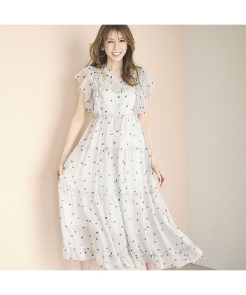 Rose Tiara / ローズティアラ ミニ丈・ひざ丈ワンピース | 【モデル美香×Audie a Muses】ハートプリントティアードワンピース | 詳細3
