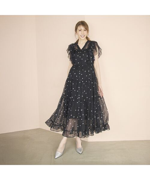 Rose Tiara / ローズティアラ ミニ丈・ひざ丈ワンピース | 【モデル美香×Audie a Muses】ハートプリントティアードワンピース | 詳細4