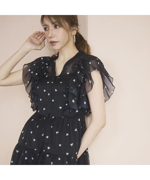 Rose Tiara / ローズティアラ ミニ丈・ひざ丈ワンピース | 【モデル美香×Audie a Muses】ハートプリントティアードワンピース | 詳細5