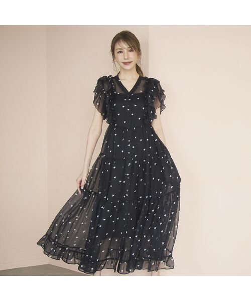 Rose Tiara / ローズティアラ ミニ丈・ひざ丈ワンピース | 【モデル美香×Audie a Muses】ハートプリントティアードワンピース | 詳細6