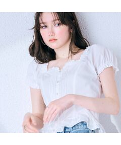 Rose Tiara / ローズティアラ シャツ・ブラウス | 【モデル美香着用】コルセット風ピンタックブラウス