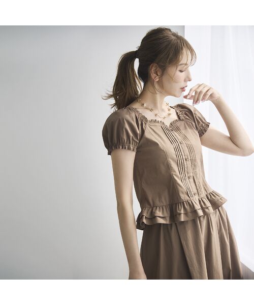Rose Tiara / ローズティアラ シャツ・ブラウス | 【モデル美香着用】コルセット風ピンタックブラウス | 詳細1