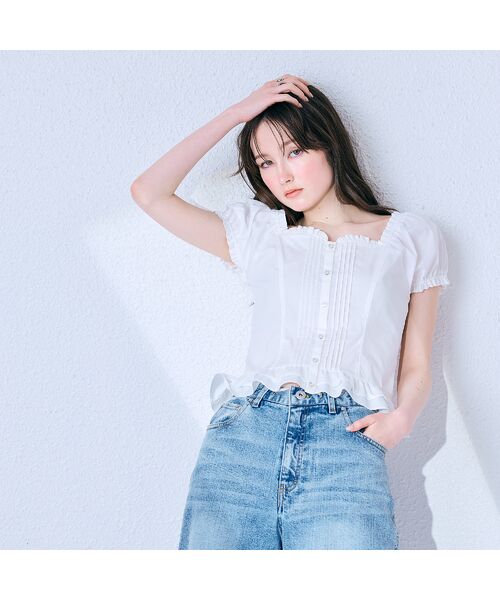 Rose Tiara / ローズティアラ シャツ・ブラウス | 【モデル美香着用】コルセット風ピンタックブラウス | 詳細4