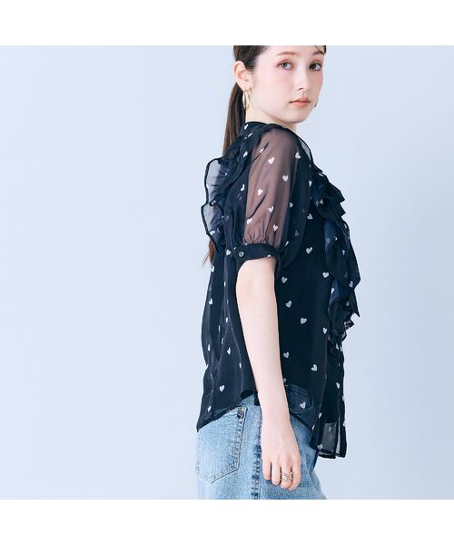 Rose Tiara / ローズティアラ シャツ・ブラウス | ハートプリントボウタイ付きブラウス | 詳細5