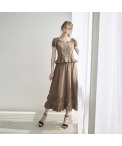 Rose Tiara / ローズティアラ ミニ・ひざ丈スカート | 【モデル美香着用】裾ギャザーフリル付きスカート