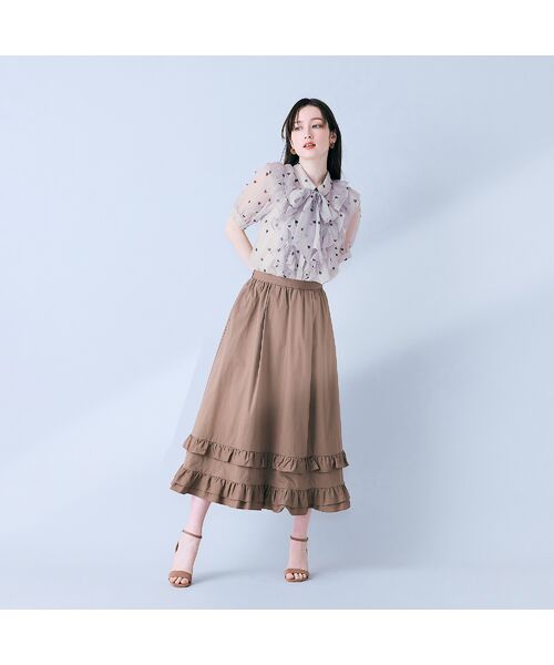 Rose Tiara / ローズティアラ ミニ・ひざ丈スカート | 【モデル美香着用】裾ギャザーフリル付きスカート | 詳細2