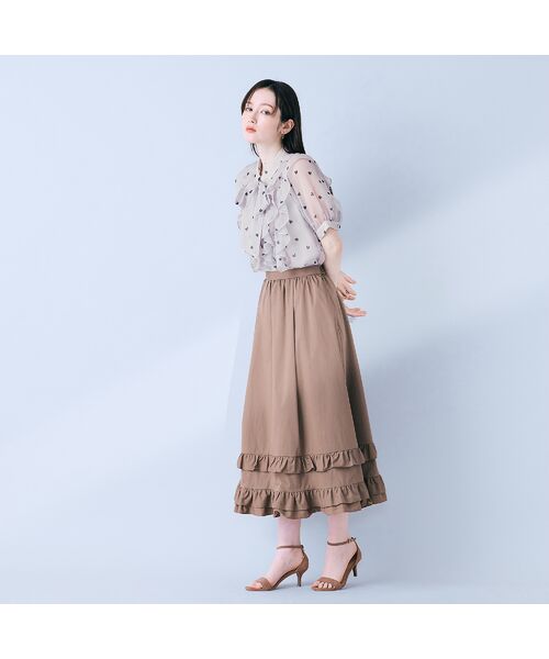 Rose Tiara / ローズティアラ ミニ・ひざ丈スカート | 【モデル美香着用】裾ギャザーフリル付きスカート | 詳細3