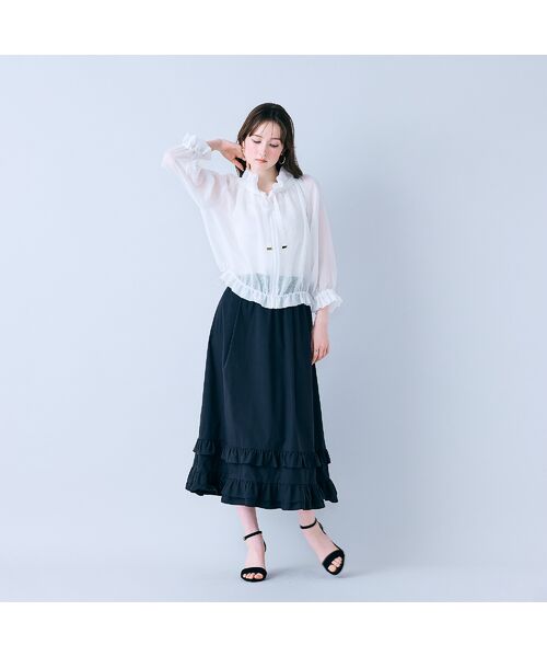 Rose Tiara / ローズティアラ ミニ・ひざ丈スカート | 【モデル美香着用】裾ギャザーフリル付きスカート | 詳細9
