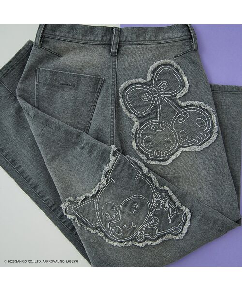 Rose Tiara / ローズティアラ デニムパンツ | 【KUROMI】クロミ 刺繍カーブデニム | 詳細1