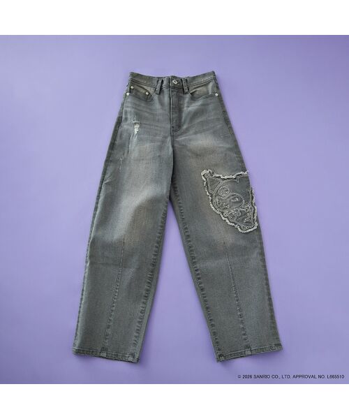 Rose Tiara / ローズティアラ デニムパンツ | 【KUROMI】クロミ 刺繍カーブデニム | 詳細12