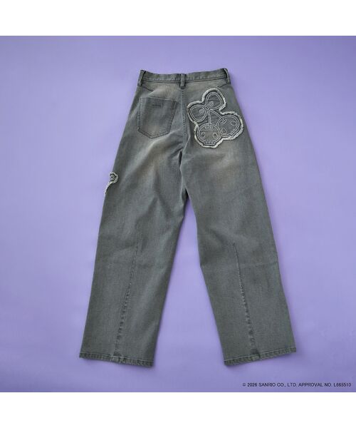 Rose Tiara / ローズティアラ デニムパンツ | 【KUROMI】クロミ 刺繍カーブデニム | 詳細13