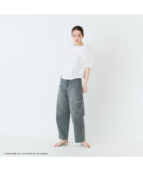 Rose Tiara / ローズティアラ デニムパンツ | 【KUROMI】クロミ 刺繍カーブデニム | 詳細3