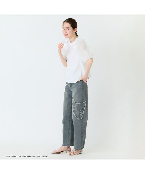 Rose Tiara / ローズティアラ デニムパンツ | 【KUROMI】クロミ 刺繍カーブデニム | 詳細4