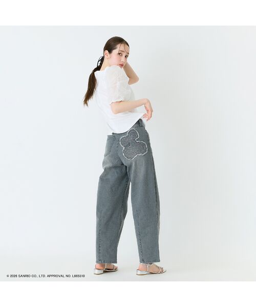 Rose Tiara / ローズティアラ デニムパンツ | 【KUROMI】クロミ 刺繍カーブデニム | 詳細5