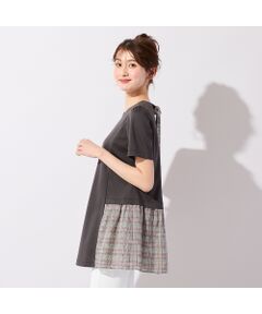 Rose Tiara / ローズティアラ カットソー | バックリボンチェック切替ポンチカットソー