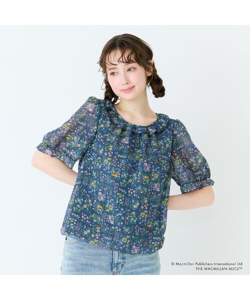 Rose Tiara / ローズティアラ シャツ・ブラウス | 【マクミラン・アリスコラボ】不思議の国のアリス ラッフルフリルブラウス（ダークブルー）