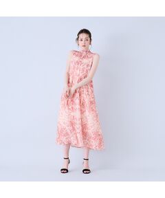 Rose Tiara / ローズティアラ ミニ丈・ひざ丈ワンピース | 胸元ピンタック更紗プリントワンピース