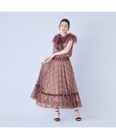 Rose Tiara / ローズティアラ ミニ・ひざ丈スカート | チェック・デニムプリントプリーツスカート