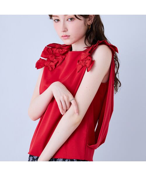 Rose Tiara / ローズティアラ カットソー | ショルダーリボン付きノースリーブカットソー | 詳細2