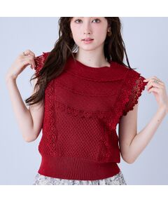 Rose Tiara / ローズティアラ ニット・セーター | レースフリルスリーブニットプルオーバー