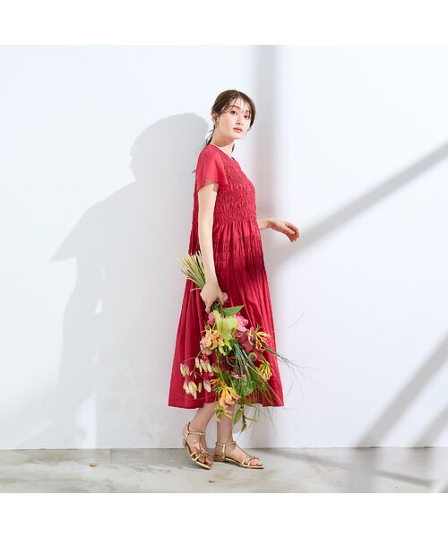Rose Tiara / ローズティアラ ミニ丈・ひざ丈ワンピース | 【人気のため追加】シャーリングマキシ丈ワンピース | 詳細5