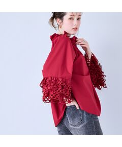 Rose Tiara / ローズティアラ シャツ・ブラウス | 刺繍スリーブフレアブラウス