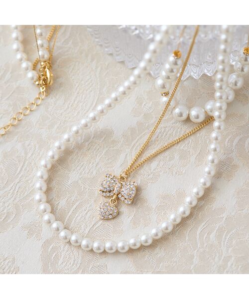Rose Tiara / ローズティアラ ネックレス・ペンダント・チョーカー | 3連リボンチャームネックレス | 詳細1