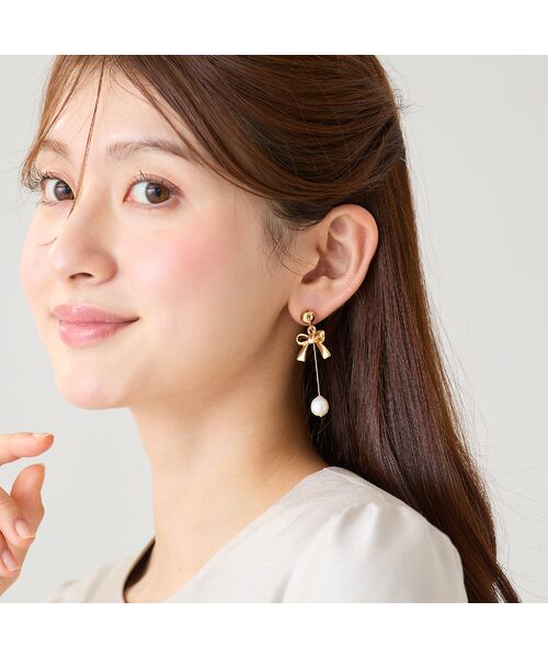 Rose Tiara / ローズティアラ ネックレス・ペンダント・チョーカー | リボン×パールスイングイヤリング | 詳細1