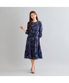 Rose Tiara / ローズティアラ ミニ丈・ひざ丈ワンピース | フロッキーフラワープリントワンピース