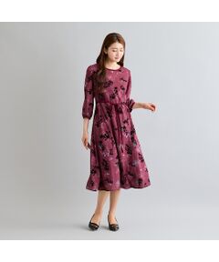 Rose Tiara / ローズティアラ ミニ丈・ひざ丈ワンピース | フロッキーフラワープリントワンピース