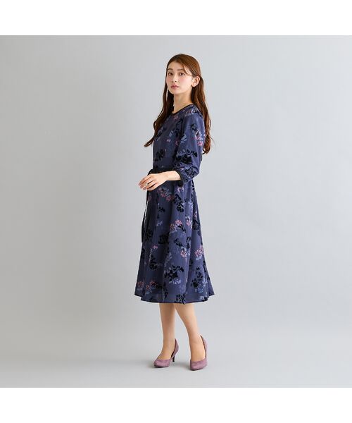 Rose Tiara / ローズティアラ ミニ丈・ひざ丈ワンピース | フロッキーフラワープリントワンピース | 詳細3