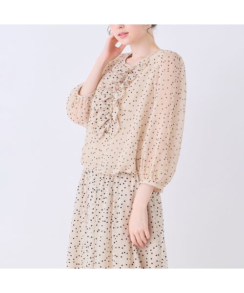 Rose Tiara / ローズティアラ シャツ・ブラウス | 【セットアップ対応】【人気シルエット】ドットバルーンヘムブラウス（ベージュ）