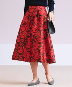 Rouge vif la cle / ルージュ・ヴィフ ラクレ ミニ・ひざ丈スカート | フラワージャガードスカート