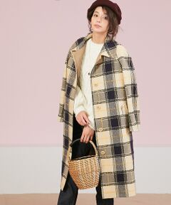 Rouge vif la cle / ルージュ・ヴィフ ラクレ ステンカラーコート | ウールチェックステンカラーコート【予約】