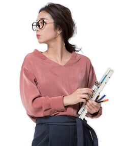 Rouge vif la cle / ルージュ・ヴィフ ラクレ シャツ・ブラウス | ベルト付きVネックブラウス