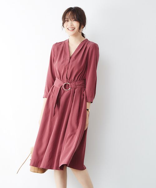 人気定番 Crayme ピンク ベルトショルダーワンピース お洒落